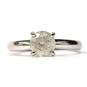 .60 Carat Round Cloudy Diamond 10k White Gold Engagement Ring Size 5 - Picture 1 of 5