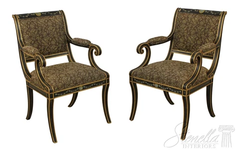 57731EC: Pair Regency Style Paint Decorated Open Armchairs Cover