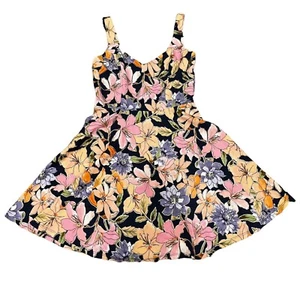 Minikleid Trixxi dunkelblau und geblümt, Größe M - Bild 1 von 13