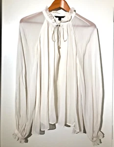 Banana Republic XS Elfenbein Viskose Chiffon Romantisch Poet Bluse komplett gefüttert - Bild 1 von 9