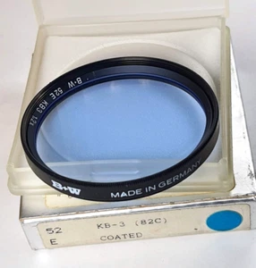 B+W 52mm 82C KB 3 Blue Color Conversion Glass Lens Filter 52-ES New Old Stock - Picture 1 of 5