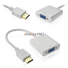 White 1080P HDMI Male to VGA Female Converter Adapter Cable for PC DVD HDTV