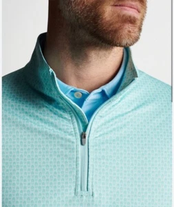 Peter Millar Golf Pullover Crown Sport Pina Skullada Print 1/4 Zip Large Blue - Picture 1 of 3