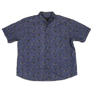 Woolrich Button Up Short Sleeve Blue Dog Print Men's Size XL - Picture 1 of 7