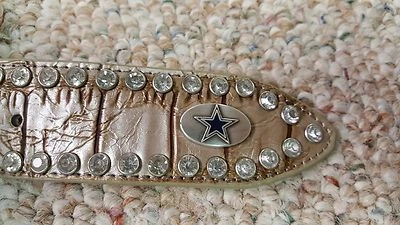 Cinturón de cuero beige Dallas Cowboys estrás estilo elegante brillo brillante S M L NFL Foto 1 de 4
