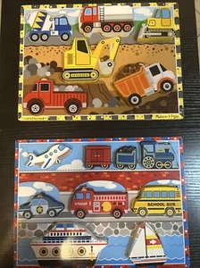 Melissa And Doug Chunky Wood Puzzles Set Of Two -preowned - Picture 1 of 4