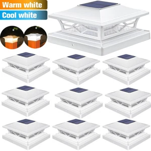 2~10PCS Solar Post Deck Cap Lights Outdoor Fence Dock 4x4/6x6 LED Lamp PVC Vinyl - Picture 1 of 15