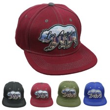 LOS ANGELES Baseball Cap LA Snapback Flat Bill Sun Hat CALI BEAR Outdoor Hiking