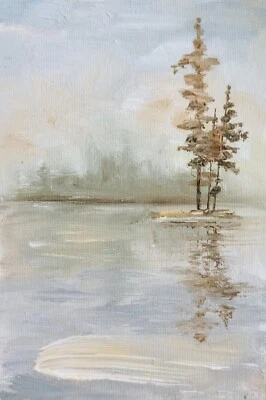 Seelandschaft in Pastelltönen Ölmalerei 10x15 cm Kunst Art Ölgemälde auf Karton - Bild 1 von 4