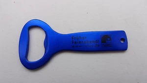 Aluminium Werbe-Flaschenöffner - Früher Feierabend! - www rutec de Neon Blau - Bild 1 von 4