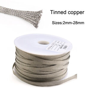 Tinned Copper Expandable Shielding Cable Sleeving 2-28 mm Braided Sleeve Metal