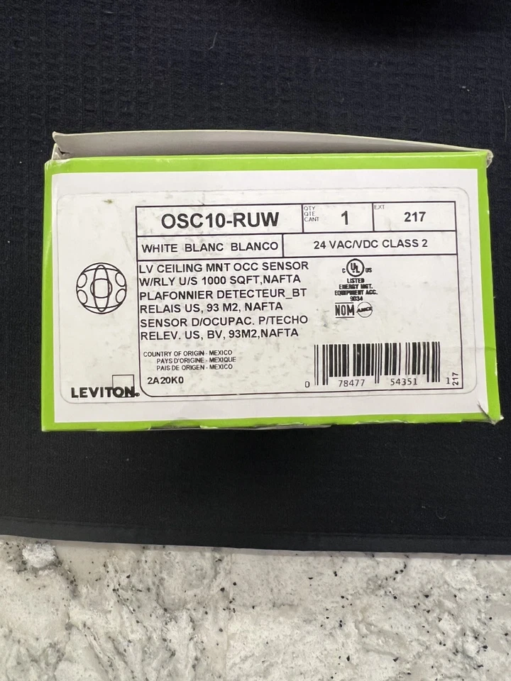 Leviton OSC10-RUW Low Voltage Ultrasonic 360° Occupancy Sensor Ceiling 1000sf - Image 1 of 1