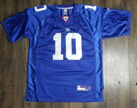Mens Sz 54 Reebok Authentic Sewn Eli Manning #10 NY Giants Jersey Distressed Cover