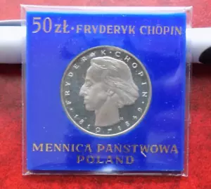 Polonia 1000 Zlotych 1986 Proof Prova e 50 Zlotych 1974 Proof Frydervk Chopin - Foto 1 di 5