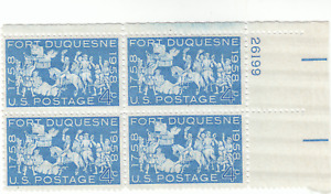 Scott # 1123 - 4c Blue - Fort Duquesne Issue - plate block of 4 - MNH