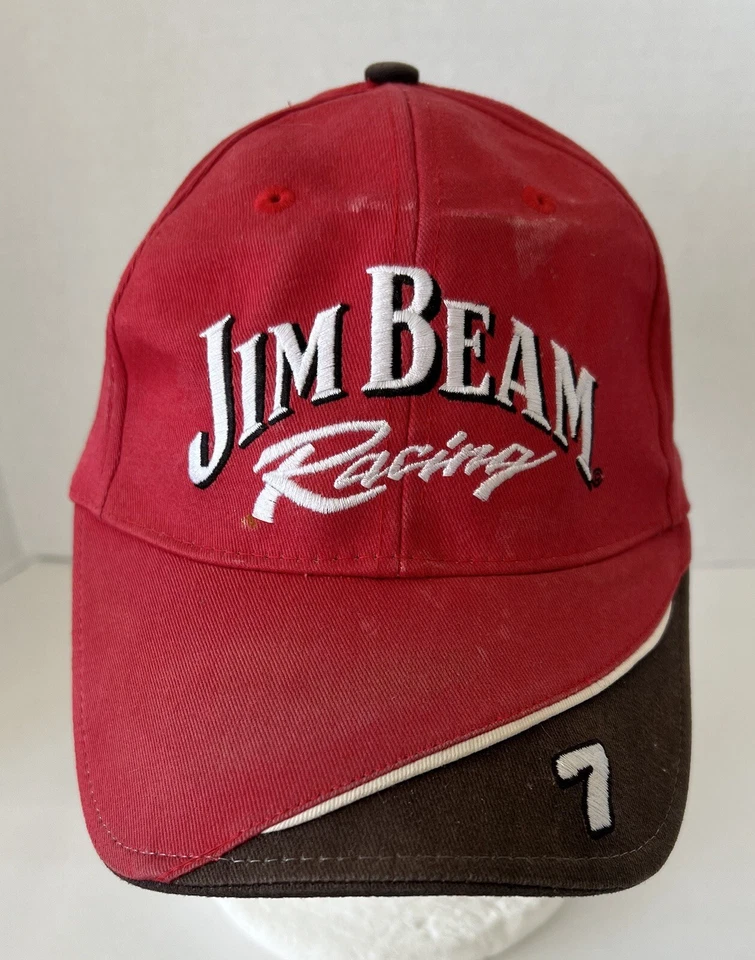 Jim Beam Racing Hat Robby Gordon Red White Spellout Nascar  - Image 1 of 4