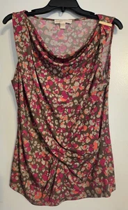 Michael Kors Sleeveless Blouse Women's Large Gold Accent Bright Scoop Neck - Picture 1 of 7