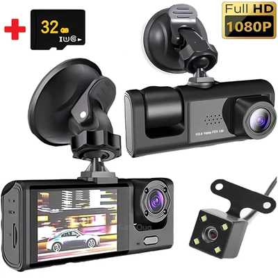 DASH CAM FRONTALE +INTERNA + RETRO + MICRO SD 32GB | Telecamera Auto Full HD DVR - Immagine 1 di 4