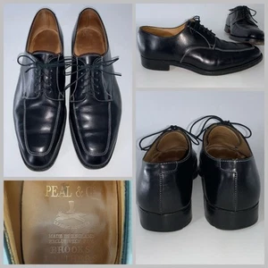 Scarpe eleganti Oxford Peal & Co Brooks Brothers uomo 9,5 pelle nera Inghilterra YGI D5 - Foto 1 di 16