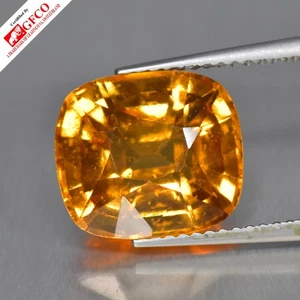 7.80Ct GFCO Certified Natural Orange Grossular Garnet Cushion - Srilanka Gem - Picture 1 of 3