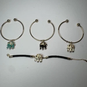 18K vergoldet Armreif Manschette Armbänder mit Elefant Charms Menge 4 Freundesbänder - Bild 1 von 6