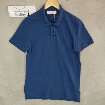 Camisa Polo Orlebar Marrón Jarrett Algodón Piqué Azul Manga Corta M Mediana Para Hombre Foto 1 de 4