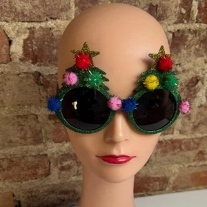 Weihnachtsbaum Neuheit lustige Party Glitzer Sonnenbrille - Bild 1 von 5