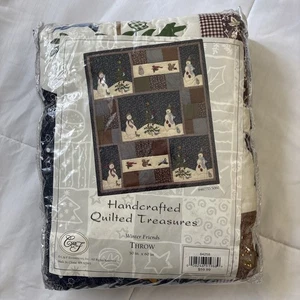 Handcrafted Quilted Treasures Winter Friends Throw Quilt 50x60 in SEALED Snowman - Picture 1 of 8