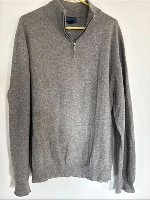 Suéter Joseph Lyman 100 % cachemir gris jaspeado 1/4 cremallera para hombre XL Academia Preppy Foto 1 de 4