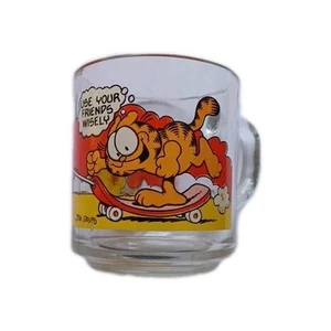 Vintage 1978 McDonalds Garfield & Odie Glass Mugs Jim Davis Skateboard - Picture 1 of 5