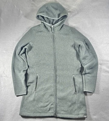 LL BEAN Suéter Abrigo Polar Cremallera Completa Chaqueta con Capucha Túnica Larga Mujer M Azul Gris Foto 1 de 4