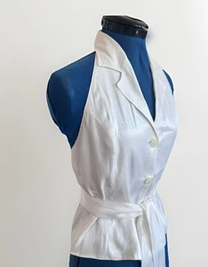 vintage 90s Limited Collar Shiny Satin button down halter top wrap Size S - Picture 1 of 7