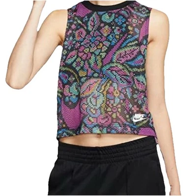 Regata NIKE Feminina Multicolorida Paisley Muscle Crop Floral Treino Ativo Tamanho Pequeno - Imagem 1 de 4