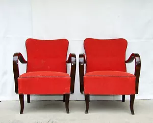 Pair of Art Deco Armchairs, Club Cocktail Chairs. Antique Vintage Halabala 1920. - Picture 1 of 15