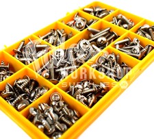 110 ASSORTED 6g 8g 10g STAINLESS STEEL FLANGE POZI PAN SELF TAPPING SCREWS KIT