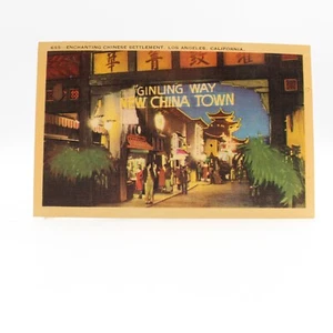 Los Angeles CA Enchanting Chinese Settlement Ginling Way 655 Linen Postcard - Picture 1 of 2