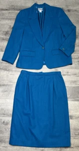 Vintage Pendleton Skirt Suit Petite Size 14 Blazer Virgin Wool Set 90s Blue USA - Bild 1 von 10