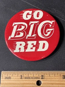 Nebraska Cornhuskers Go Big Red Vintage Pin Back Button 3” Diameter  - Picture 1 of 2
