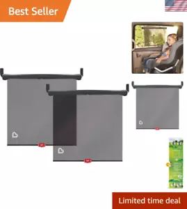 Munchkin Brica Sun Safety Car Window Roller Shade with Heat Alert, 2 Pack - Picture 1 of 9