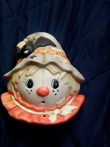 Halloween Scarecrow Head Candle Holder Decoration Vintage - Picture 1 of 5