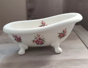 Vintage VB Athena Claw Foot Tub Pink Roses Soap Dish Holder 9”. Made In The USA - Picture 1 of 9