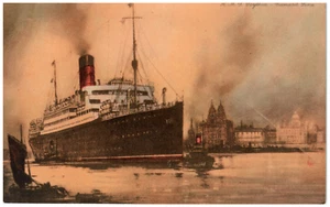 Postal R.M.S. Barco de pasajeros Scythia Cunard Lines publicidad local en la parte posterior - Imagen 1 de 2