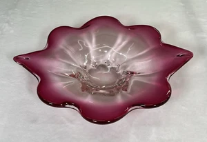 Vintage Czech Bohemian Josef Hospodka? Cranberry Art Glass Bowl 12.5" Charity - Picture 1 of 10