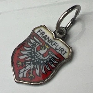 REU Ciondolo Argento Sterling 800 Francoforte Germania Smalto Crest Imperiale Fenice - Foto 1 di 11