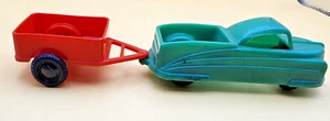 Vintage 1950's Ideal Plastic Green Streamline Truck with Red Trailer - Picture 1 of 6