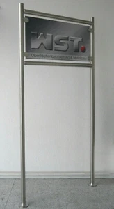 Edelstahl Werbeschild Gestell VA Firmenschild Halter Praxisschild Ständer Strebe - Bild 1 von 6