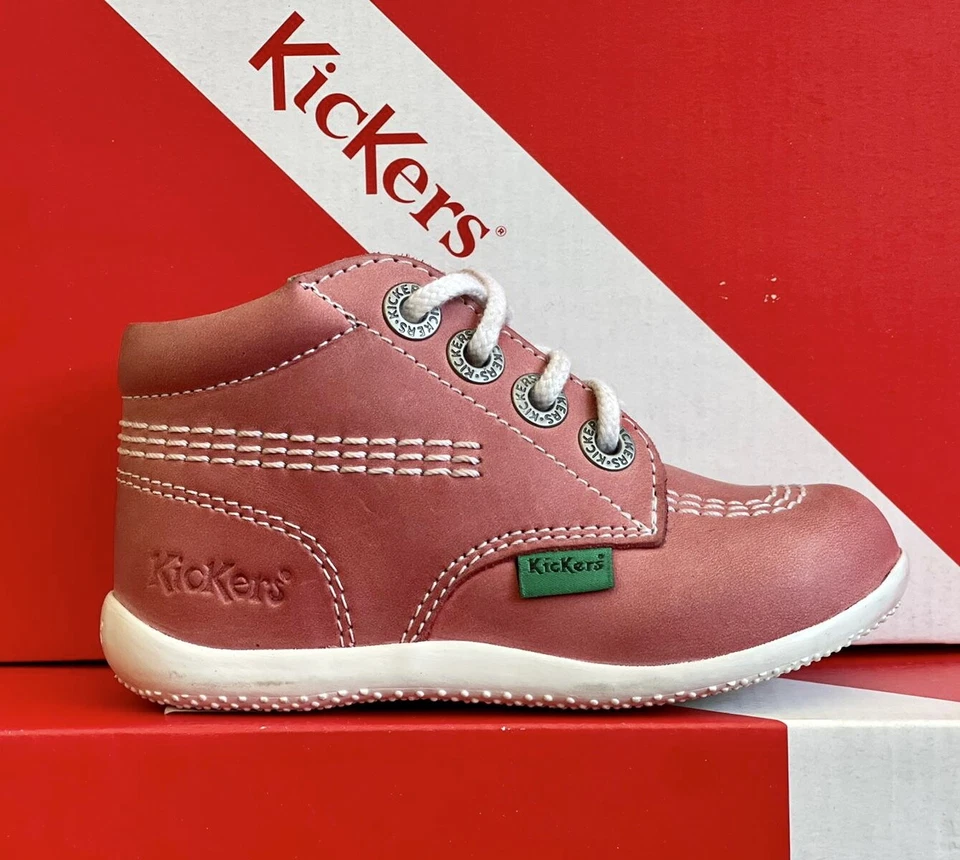 Kickers- Zapatos Billie de Cuero Rosa para Niños Unisex Foto 1 de 4