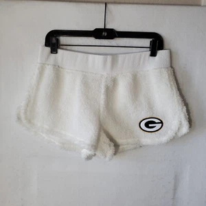 Green Bay Packers Shorts Women's Medium Concepts NFL Fluffy Sherpa Fuzy White - Picture 1 of 12