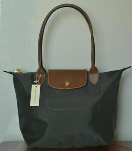 Brand New Longchamp New Le Pliage Nylon Tote Handbag Grey Strap bag Size Large