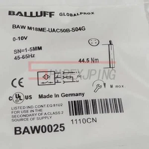 1PC New Balluff BAW0025 BAW M18ME-UAC50B-S04G Proximity Sensor M18MEUAC50BS04G - Picture 1 of 5